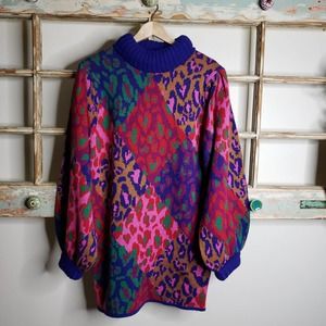 FARM RIO Mixed Leopard Pop Sweater ladies size small NWT